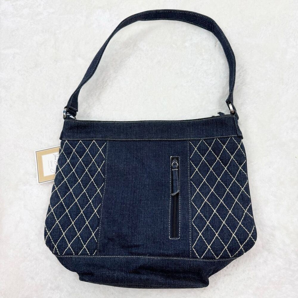 Vera Bradley Abby Blue Denim Shoulder Bag Adjustable Strap Silver Embellishments